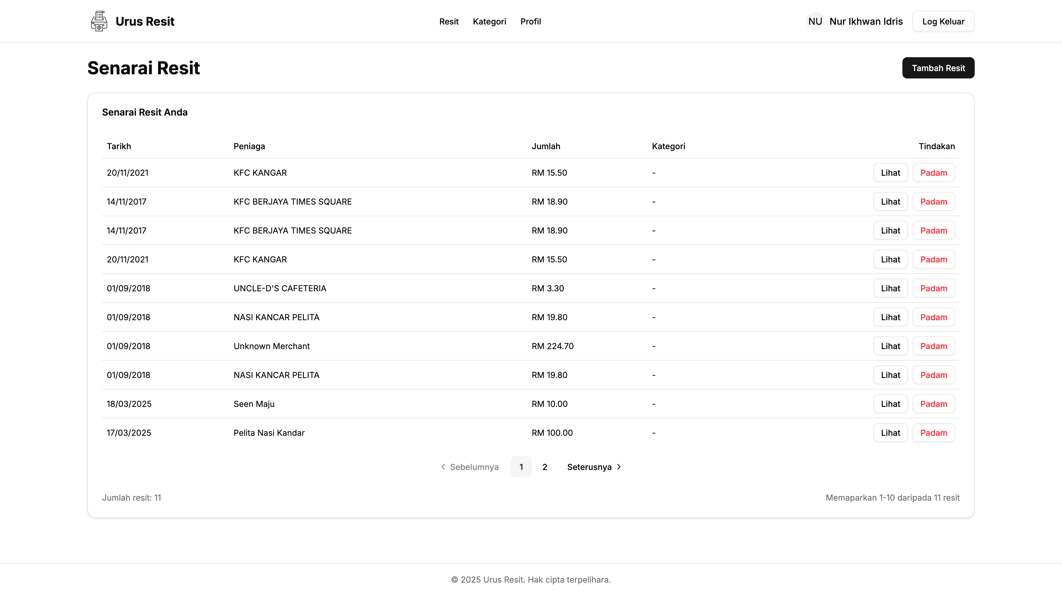 Demo Aplikasi Urus Resit